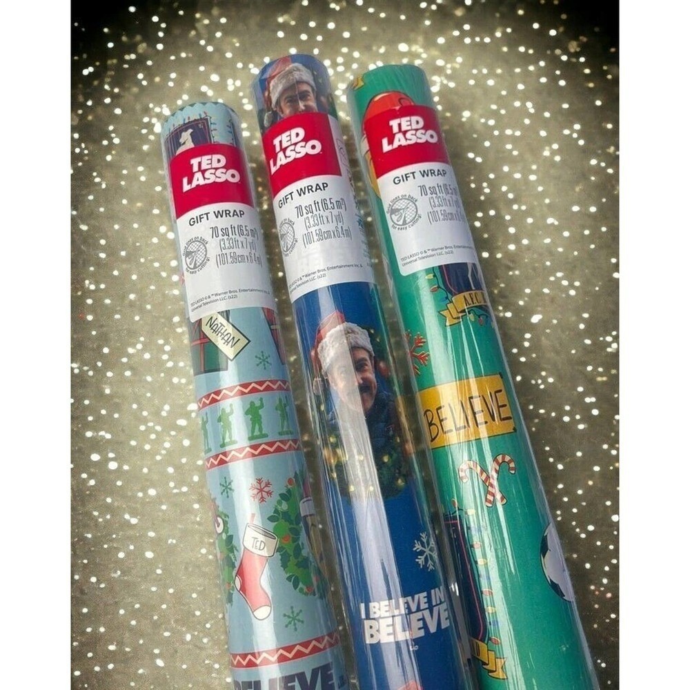 Ted Lasso Christmas Holiday Gift‎ Wrap Set 3 Rolls Believe AFC Richmond